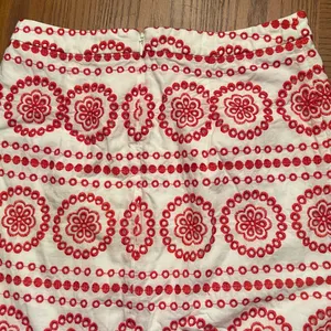 Boden Broderie Embroidered‎ Scalloped Lined Hem Midi Skirt Red White Size 2P thumbnail 15