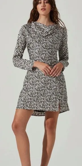 ASTR the Label NWT Long Sleeve Cowl Neck Mini Dress Open‎ Back Size Medium thumbnail 1