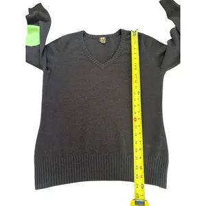 Boo Gemes Chocolate Brown Cashmere Sweater Green Elbow Patch V Neck Womens Large thumbnail 6