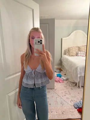 Blue white navy stripped tie top Size XS thumbnail 2