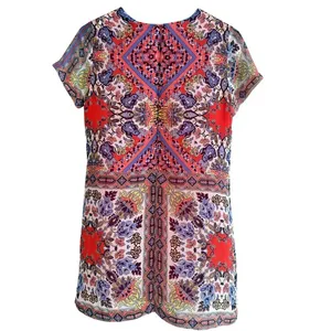 Lulus Kaleidoscopic Print Short Sleeve Shift Dress Red Purple Hankerchief Girly‎ thumbnail 8