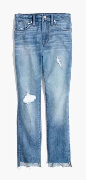 Madewell The High-Rise Slim Boyjean Step-Hem Edition Jeans 24‎ Casual Distressed thumbnail 1