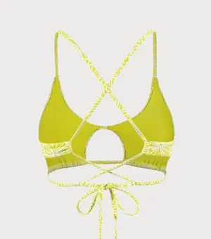 Berlook Light Green Floral Jacquard Cut Out Bikini Top ONLY 11 thumbnail 7