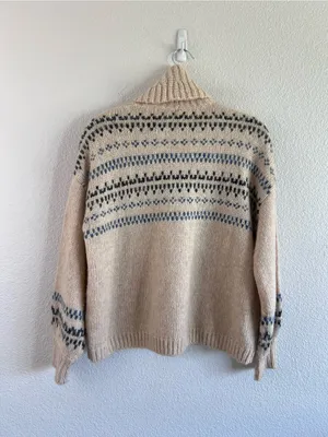 Madewell Women's Somervell Fair Isle Turtleneck Sweater Chunky‎ Knit Cropped thumbnail 4