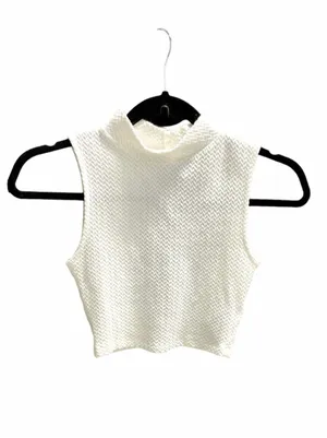 H&M White Textured Sleeveless Crop Top Sz XS NWOT thumbnail 2