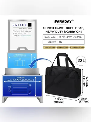 Black Travel Weekend Bag / Personal or Carry-On Bag thumbnail 2
