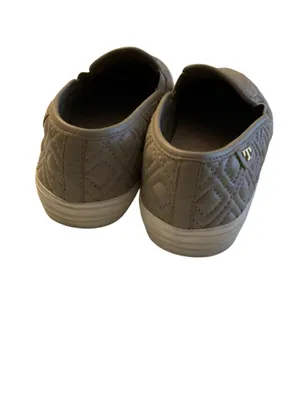 Tory Burch Jesse Quilted leather slip-on sneakers diamond pattern taupe size 8.5 thumbnail 3