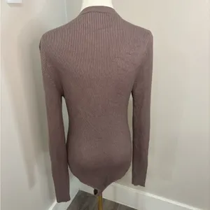 Abercrombie‎ & Fitch Ribbed Long Sleeve Scoop Neck Bodysuit Taupe Brown XL thumbnail 4