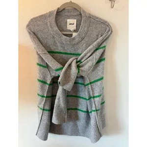 Aerie Womens Grey Green Striped Crewneck Sweater Relaxed Fit Pullover Size M thumbnail 2