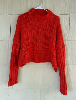 Aerie Women's Sweater Knit Orange Long Sleeve Wool Blend thumbnail 1