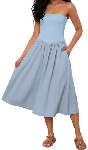 Amazon Livtany Strapless Midi Dress thumbnail 1