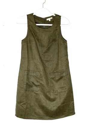 GB Gianni Bini Shift Dress Size Small Green Faux Suede Sleeveless Mini Size S thumbnail 1