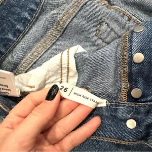 PacSun Medium Blue Distressed High Waisted Straight Leg Jeans thumbnail 5