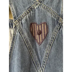 Haiks Country Patch Work Denim Overalls Blue Size Women I think Medium VTG READ thumbnail 12