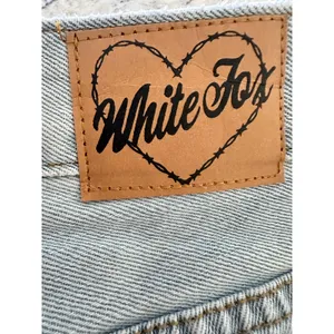 White Fox "Love To Dream" Denim Mini Skirt in a Light Blue Wash size large thumbnail 9
