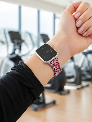 Pink Leopard Print Apple Watch Band 38mm 40mm Long Silicone Strap NWT thumbnail 2