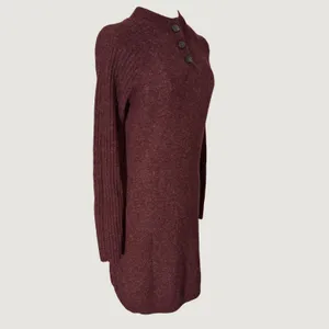 3275 | Y2K Abercrombie & Fitch Henley Sweater Dress Burgundy Women S thumbnail 6
