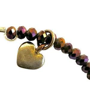 Purple beaded heart charm bracelet thumbnail 7