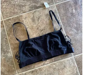 Aerie Real Good Strappy Side Lace Up Bralette Black Size Small thumbnail 2