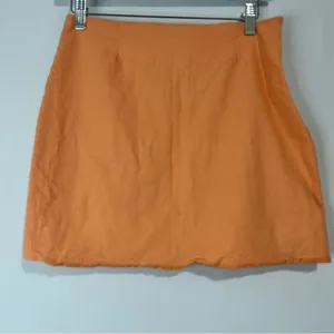 Blue Rain X Francesca’s Women’s Linen Blend Button Detail Mini Skirt Orange Med thumbnail 7