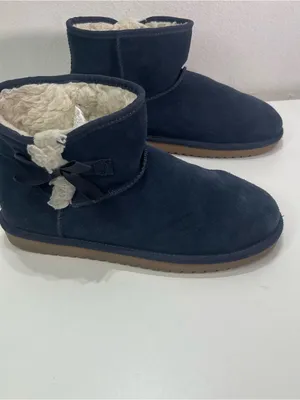 Koolaburra By UGG Mini Boots Women's 11 Blue Suede Shearling Booties Bows thumbnail 3