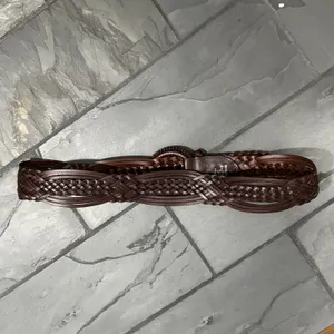 Dark Brown Leather Woven Braided Boho Belt thumbnail 3