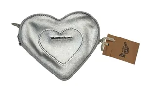Dr. Martens Mini Silver Metallic Leather Heart Shaped Bag NWT Silver Chain Strap thumbnail 1