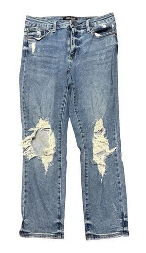 Judy Blue Distressed Boyfriend Fit Cotton Blend Denim Jeans Size 11/30 thumbnail 1