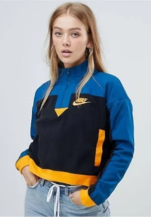 NIKE BLUE AND ORANGE POLAR FLEECE HALF ZIP SWEATSHIRT Size XS thumbnail 1