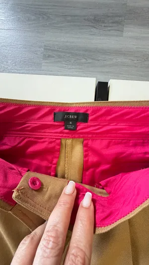 J.Crew Pleated High-Rise Khaki Crop Pants Pink Trim Size 4 Style AJ438 thumbnail 12