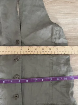 Zara Halter XS NEW Halter Tie Button Up Vest Khaki Office Work Open Back Linen Summer thumbnail 8
