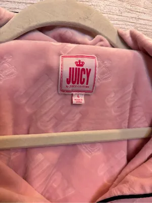 Juicy Couture Pajama Set Large Pink Velour Long Sleeve Notch Collar Top & Pants thumbnail 9