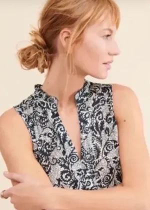NWT Maeve Marya Tiered Midi Dress in Black Botanical Print thumbnail 3