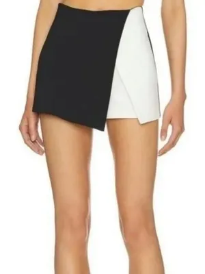 Superdown Revolve Women's XS Aaleyah Two Tone Wrap Skort Black/White Preppy Boho thumbnail 1