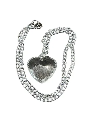 Clear Heart Gemstone Silver Tone Chain Necklace thumbnail 3