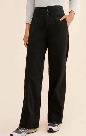 Anthropologie Pilcro “The Seamed Flare Pants” in Black Plus Size thumbnail 1