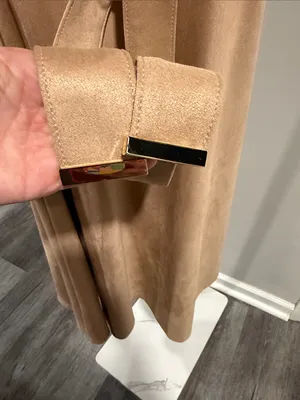 Calvin Klein NWT Sleeveless Belted Faux Suede Fit & Flare Midi Dress - tan thumbnail 5