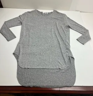 Joah Brown Heather Gray Longline Layered Tunic Long Sleeve Womens One Size FLAW thumbnail 1