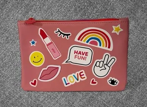 IPSY Pink Makeup Cosmetic Pouch Rainbow Emoji Zipper Travel Organizer Bag thumbnail 1