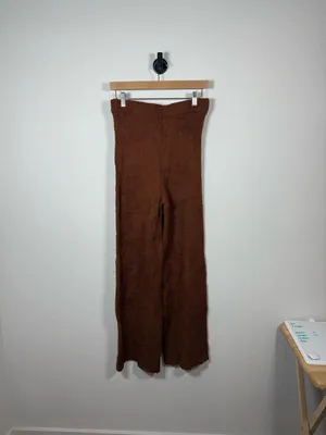 Reformation Isle Wide Leg Knit Pants Brown Organic Cotton Pull On Size M thumbnail 11