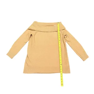 Express Sweater Womens S Tan Novelty Button‎ Off The Shoulder Oversized NWT thumbnail 4
