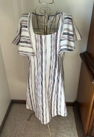 Anthro Akemi + Kin Striped Knit Dress Small Multicolor Scoop Neck thumbnail 1