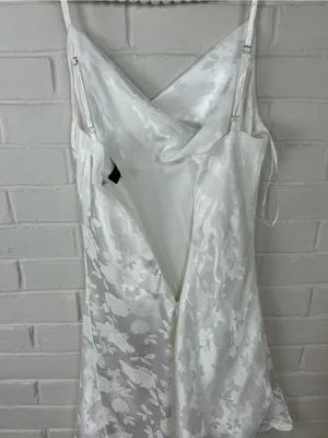 Lulus Close To Your Heart White Satin Jacquard Cowl Slip Mini Dress Size XS thumbnail 9
