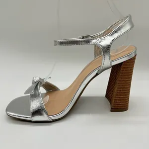 Journee Collection Sandals‎ Womens 7 Silver Dianne Heeled Open Toe Sandals NEW thumbnail 2