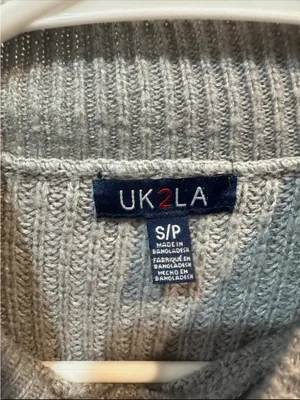 UK2LA Grey Ribbed Mock Neck Knit Sweater thumbnail 2