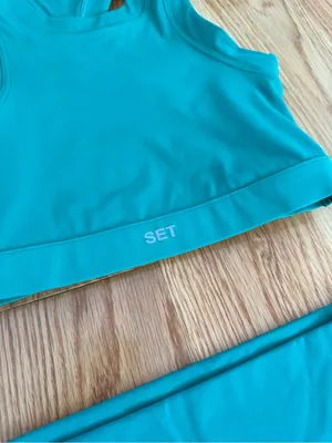 SET ACTIVE SportBody High Neck Bra & Shorts Matching Set in Palm Green Size S thumbnail 4