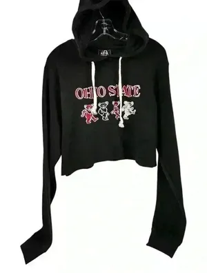 J America Ohio State‎ Women's XL Black Cropped Hoodie Graphic Casual thumbnail 1