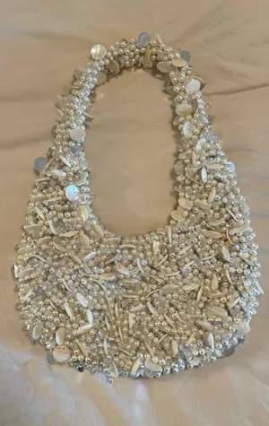 White beaded purse thumbnail 1
