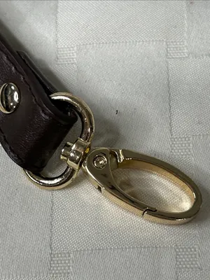 Brown Leather Crossbody Strap with Gold Hardware thumbnail 3