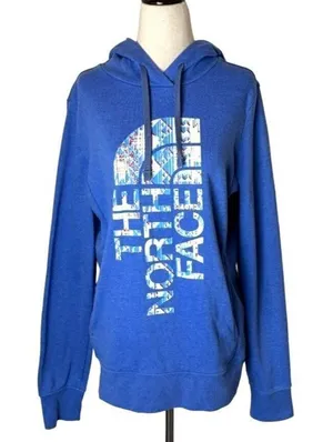 The North Face‎ Sweatshirt Women Medium Blue Logo Hoodie Athletic Gorpcore thumbnail 1